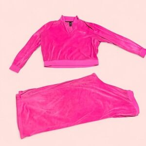 Pink BEBE sleepwear tracksuit two piece lounge set size large cozy y2k